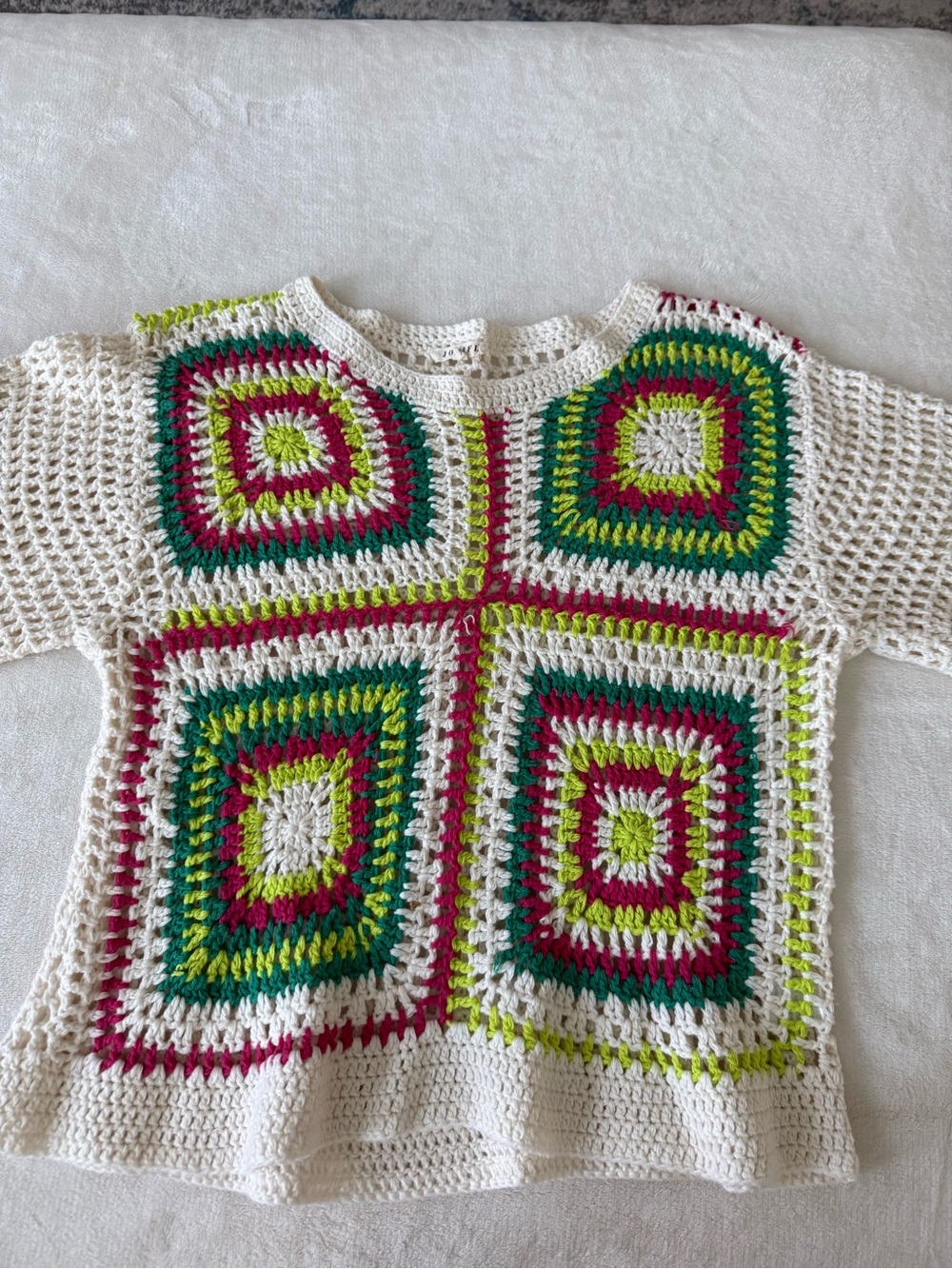 Jodifl granny square crochet short-sleeve top Size Medium D91